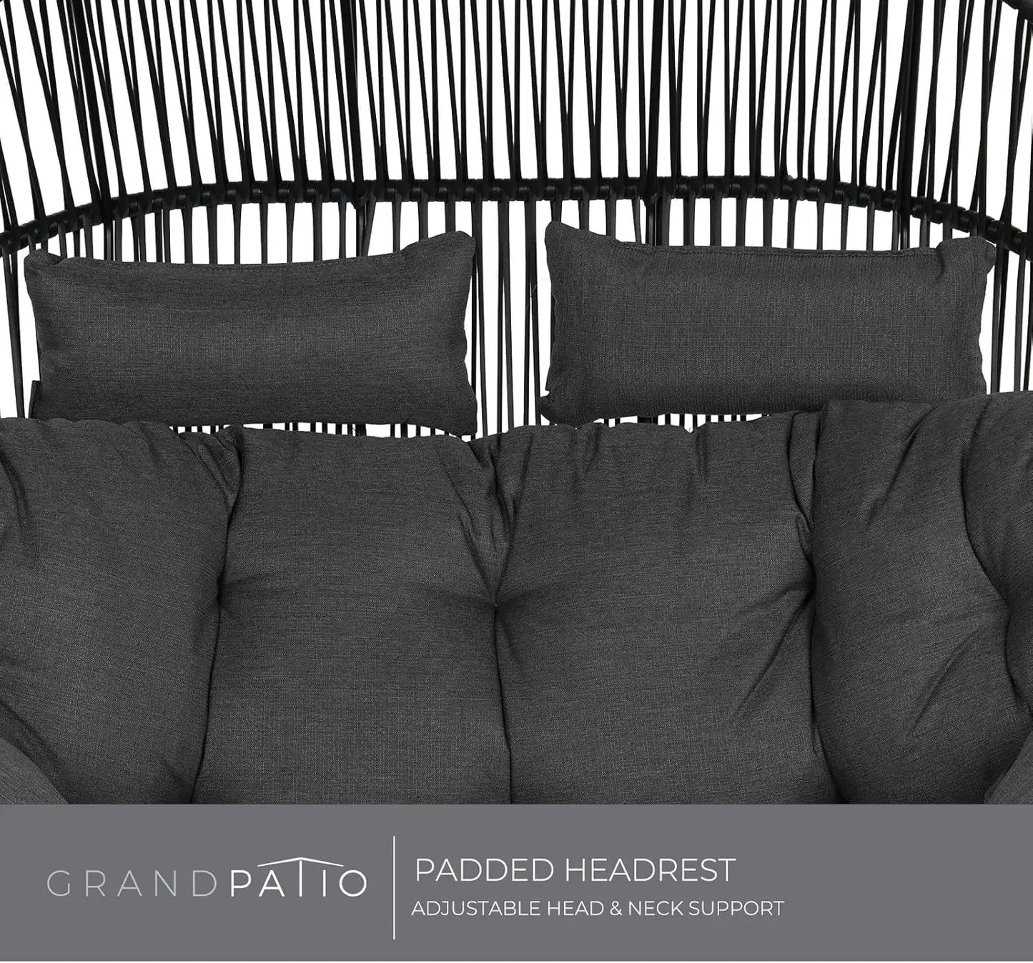 Outdoor Modern 2-Seat Wicker Egg Chair with Cushion, Stationary Patio Loveseat Accent Chair, Grey